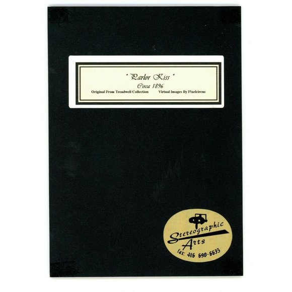 Parlor Kiss Circa 1896 3-d Photo Reprint Stereographic Arts 5x7 Couple Kissing‎ - Picture 2 of 2